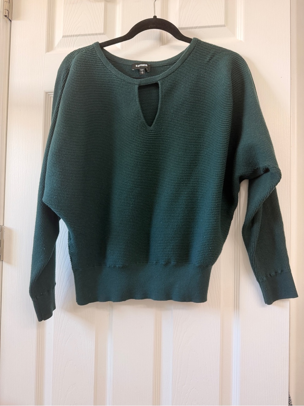 Express Teal Green Keyhole Crewneck Sweater